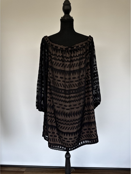 Dresses & Skirts - BCBG Max Azria Anitra Burnout Dress Large Black Sheer Velvet Cocktail Dress